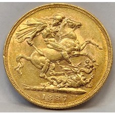 AUSTRALIA 1887 . ONE 1 SOVEREIGN . MELBOURNE . GOLD
